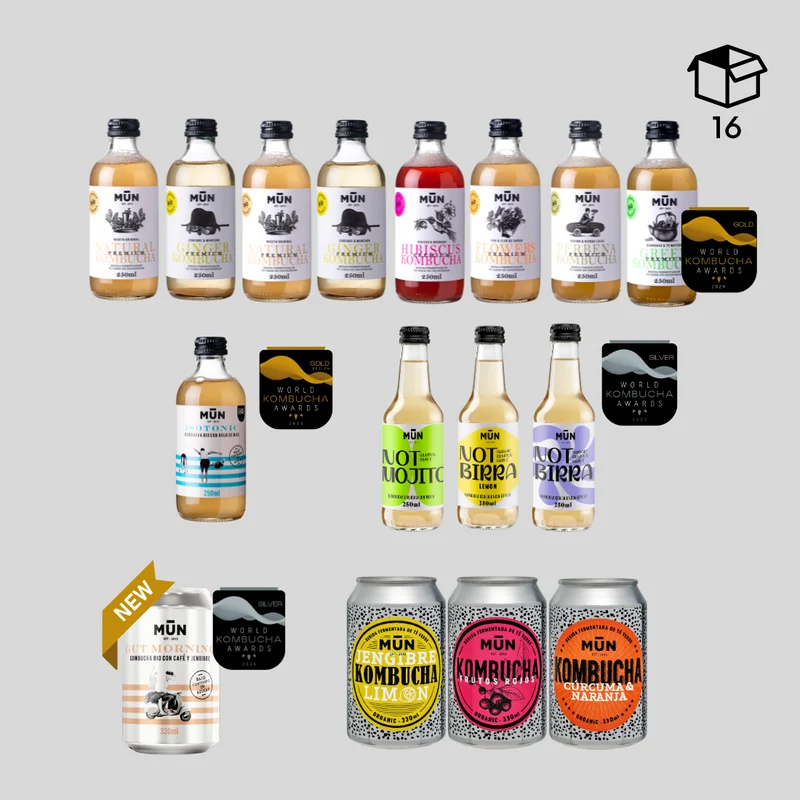 MIX COMBO 12 botellas de 250 y 4 latas de 330 ml, 14 sabores