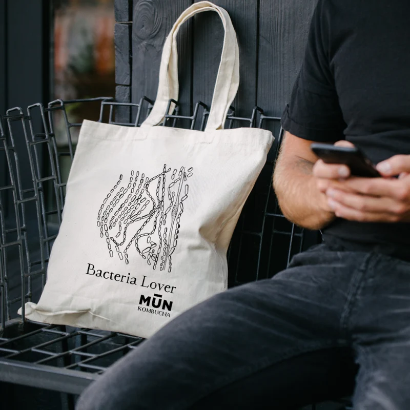 Bacteria Lover Mūn Kombucha 100% algodón Tote Bag