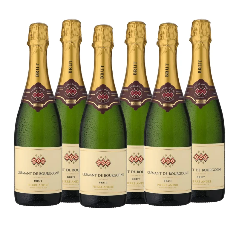 Champagne Brut Pierre André Cremant De Bourgogne Blanc | Champagne Francese Brut | Confezione da 6 Bottiglie da 750ml