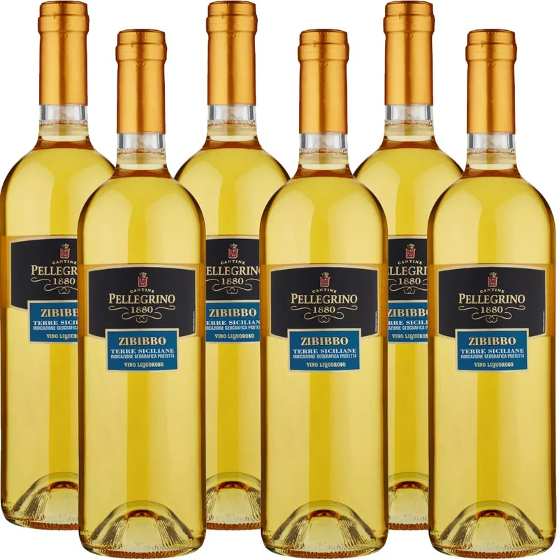 Zibibbo Terre Siciliane | Vino Bianco Liquoroso di Sicilia | Pellegrino 1880 | Ideale per Formaggi a Pasta Dura | 6 Bottiglie 50cl | Idea Regalo