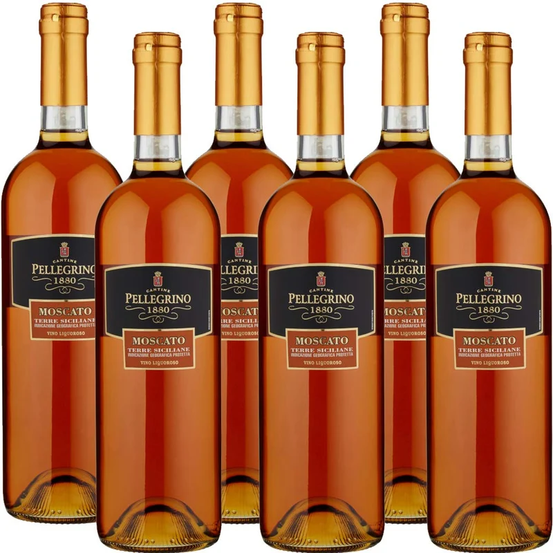 Moscato Liquoroso di Sicilia | Pellegrino 1880 | Vino Bianco da Dessert | 6 Bottiglie 50cl | Idea Regalo