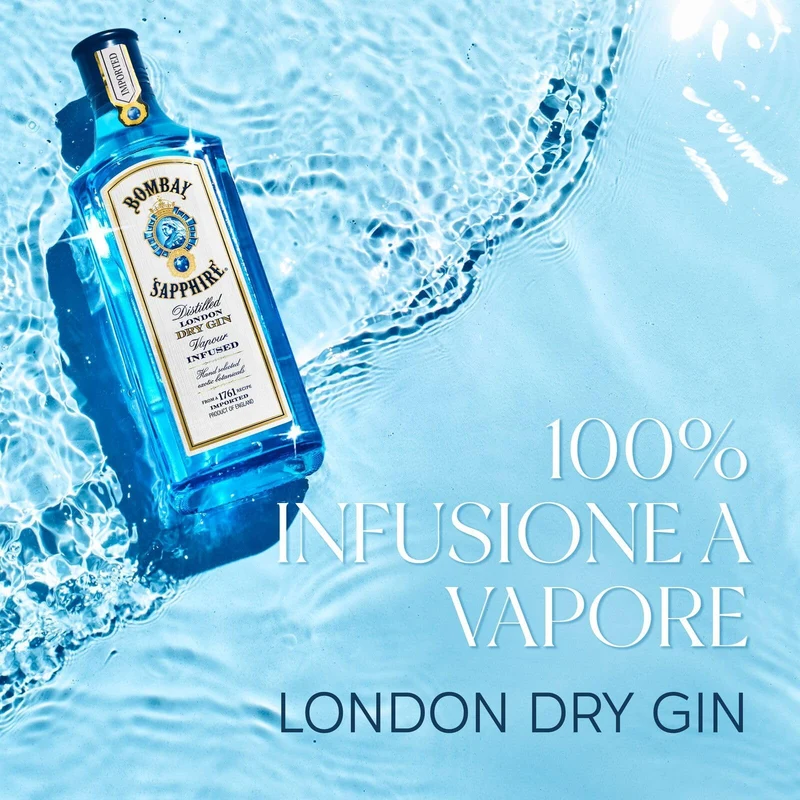 Miniature di Bombay Sapphire London Dry Gin, 40% vol., 5 cl / 50 ml (Confezione da 12), gin 100% infuso a vapore con 10 botanical accuratamente selezionati