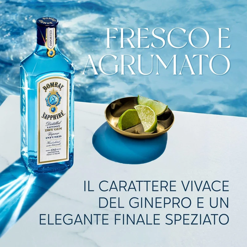 Miniature di Bombay Sapphire London Dry Gin, 40% vol., 5 cl / 50 ml (Confezione da 12), gin 100% infuso a vapore con 10 botanical accuratamente selezionati
