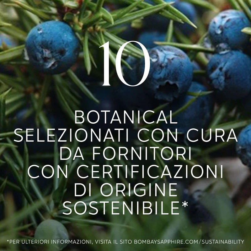 Miniature di Bombay Sapphire London Dry Gin, 40% vol., 5 cl / 50 ml (Confezione da 12), gin 100% infuso a vapore con 10 botanical accuratamente selezionati