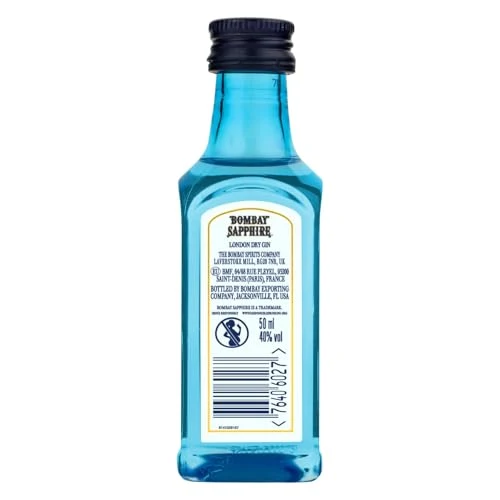 Miniature di Bombay Sapphire London Dry Gin, 40% vol., 5 cl / 50 ml (Confezione da 12), gin 100% infuso a vapore con 10 botanical accuratamente selezionati