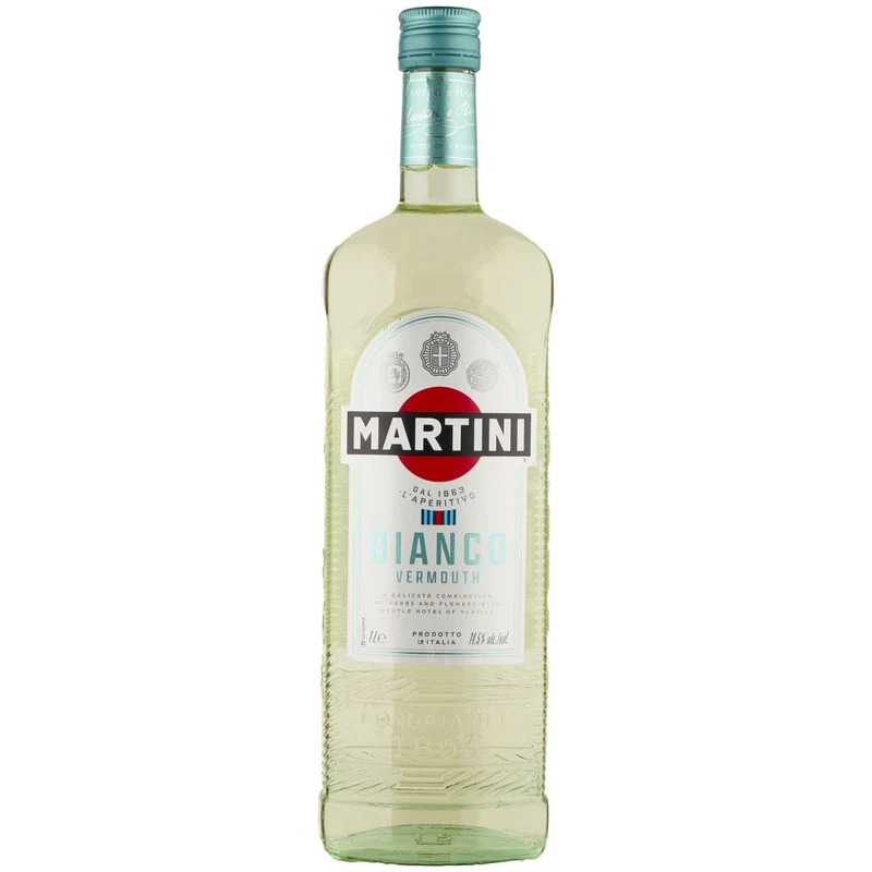 MARTINI Bianco Vermouth Aperitivo, 14,5% ABV, 100cl / 1L, Vermouth Italiano Infuso con Erbe Aromatiche e Fiori