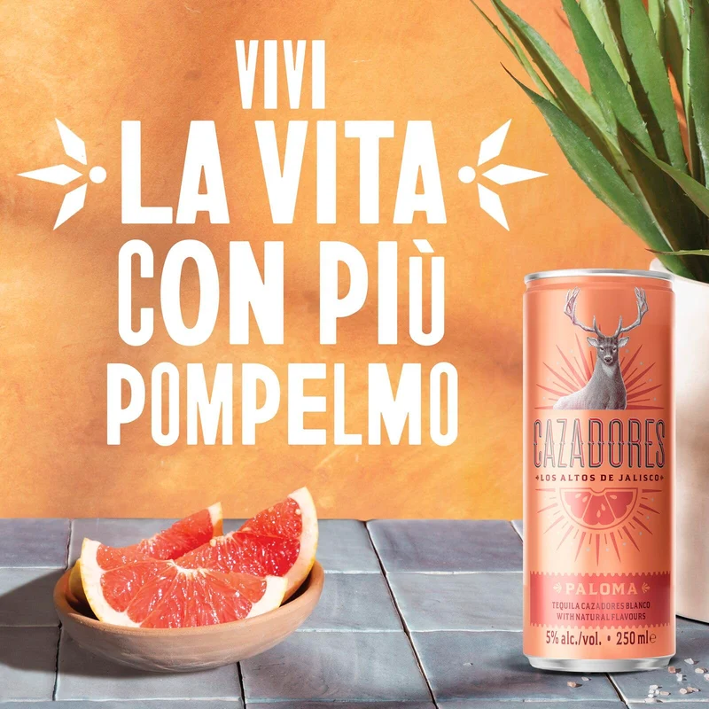 Cocktail Paloma CAZADORES pronto da bere, senza glutine e con aromi naturali, 5% ABV, 12 x 25cl / 250ml