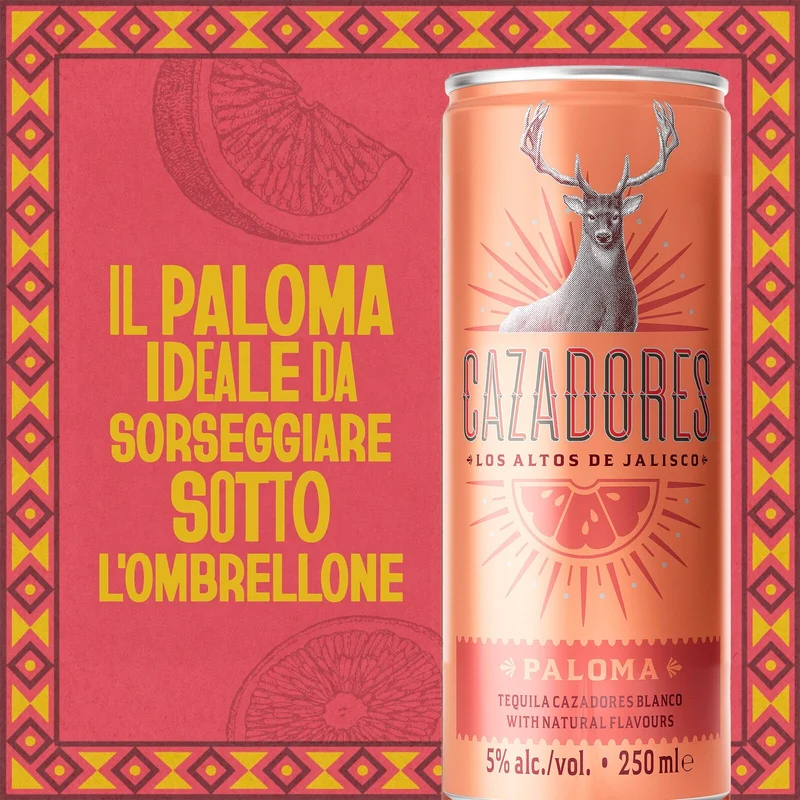 Cocktail Paloma CAZADORES pronto da bere, senza glutine e con aromi naturali, 5% ABV, 12 x 25cl / 250ml