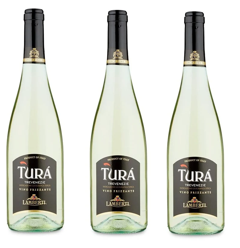 3 Bottiglie di Lamberti Vino Bianco Frizzante IGT, Turá Trevenezie - 750 ml