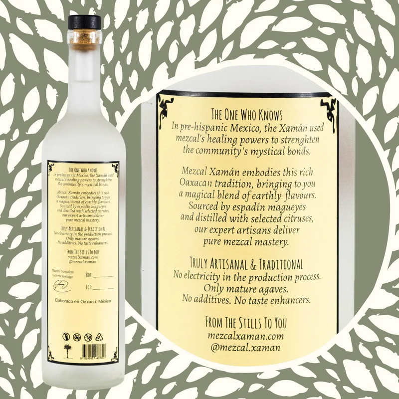 Mezcal Xamán Espadín Joven Mescal Artigianale Messicano, 100% Agave, Blanco 70cl, 42% Vol Mezcal Versatile, Delizioso nei Cocktail o da Gustare da Solo