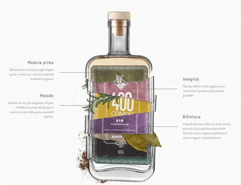 400 CONIGLI Gin Volume 1 Coffee, Gin monobotanico, lavorazione artigianale, distillato genuino, cocktail classici o moderni, adatto alla miscelazione, ginepro e caffè, morbido e persistente, 42% Vol.