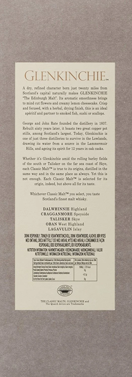 Glenkinchie 12 Year Old Whisky - 70 cl