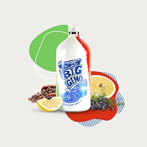 Big Gino - Gin Da 1l Limited Edition Europei 2021- Gin Dolce Profumato Con Note Di Ginepro, Pomelo E Bacche Di Pimento. Ottimo Gin Per Cocktail Esotici, Pestati E Ricchi Di Frutta.