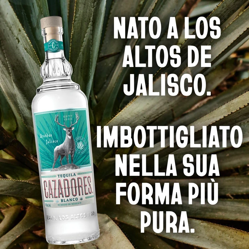CAZADORES Tequila Blanco, 40% ABV, 70cl / 700ml, Alcool Bidistillato Prodotto con 100% Agave Blu Weber