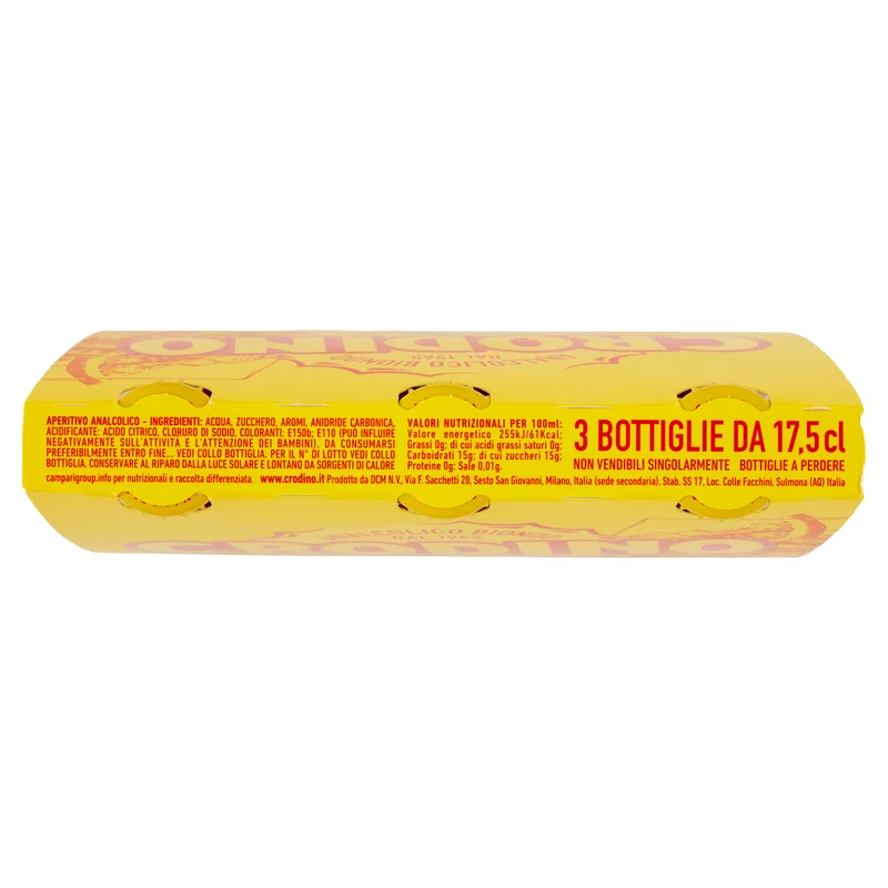 Crodino Biondo - Aperitivo Analcolico Pronto da Bere, 3 Bottigliette da 17,5 cl