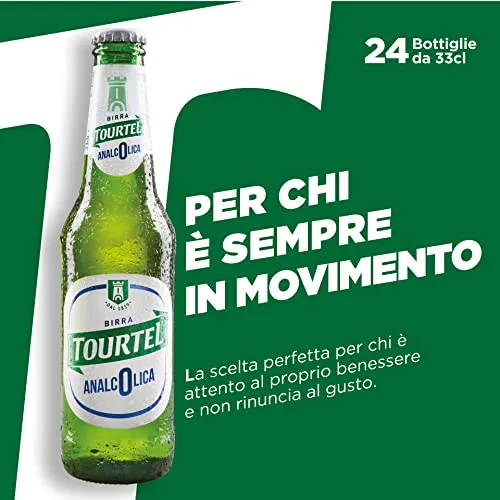 Tourtel Cassa Birra Analcolica con 24 Bottiglie da 33 cl, 7.92 L, Birra Analcolica Premium Lager dal Gusto Pieno e Deciso e dal Colore Giallo Paglierino, Zero Alcol