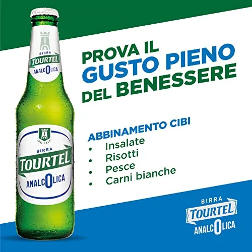 Tourtel Cassa Birra Analcolica con 24 Bottiglie da 33 cl, 7.92 L, Birra Analcolica Premium Lager dal Gusto Pieno e Deciso e dal Colore Giallo Paglierino, Zero Alcol
