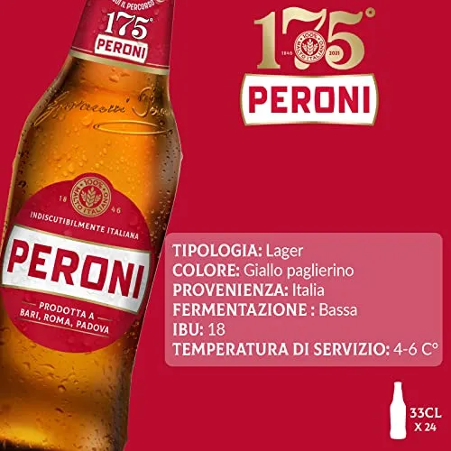 Peroni Birra Limited Edition, Cassa Birra con 15 Birre in Bottiglia da 66 cl, 9.90 L, Birra Lager con Malto 100% Italiano, Gusto Moderatamente Amaro, Gradazione Alcolica 4.7% Vol