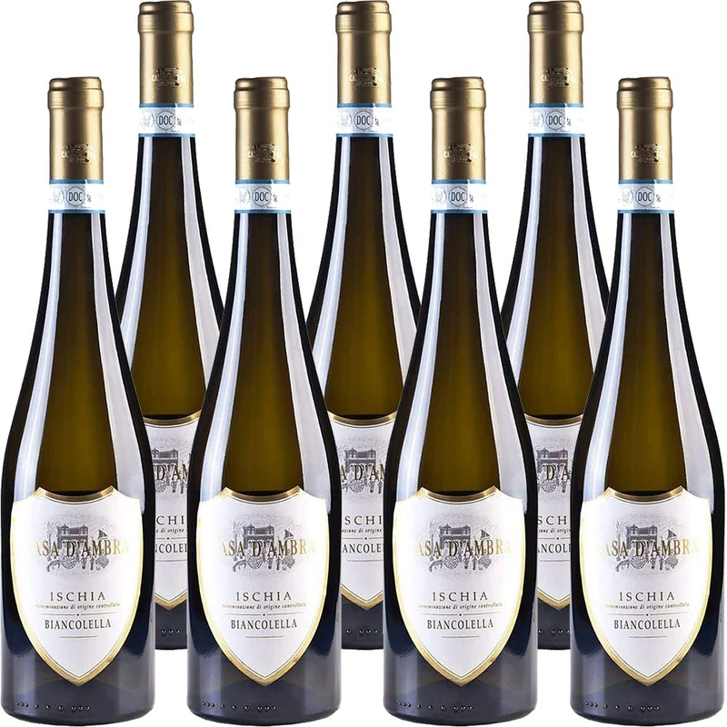 Ischia Biancolella DOC | Casa d'Ambra | Vino Bianco dell'isola d'Ischia | Confezione da 6 bottiglie da 75 cl | Idea Regalo