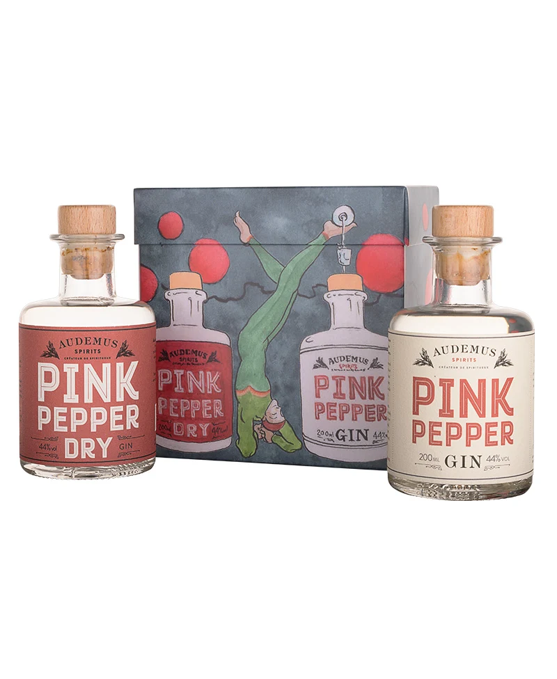 Gift Confezione (0,20) Pink Pepper + (0,20) Dry Pink Pepper Gin - Audemus Spirits