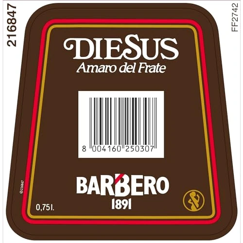 Diesus - Amaro del Frate Barbero, 75 cl, Liquore a Base di Erbe Aromatiche e Vini Pregiati, 18% Vol