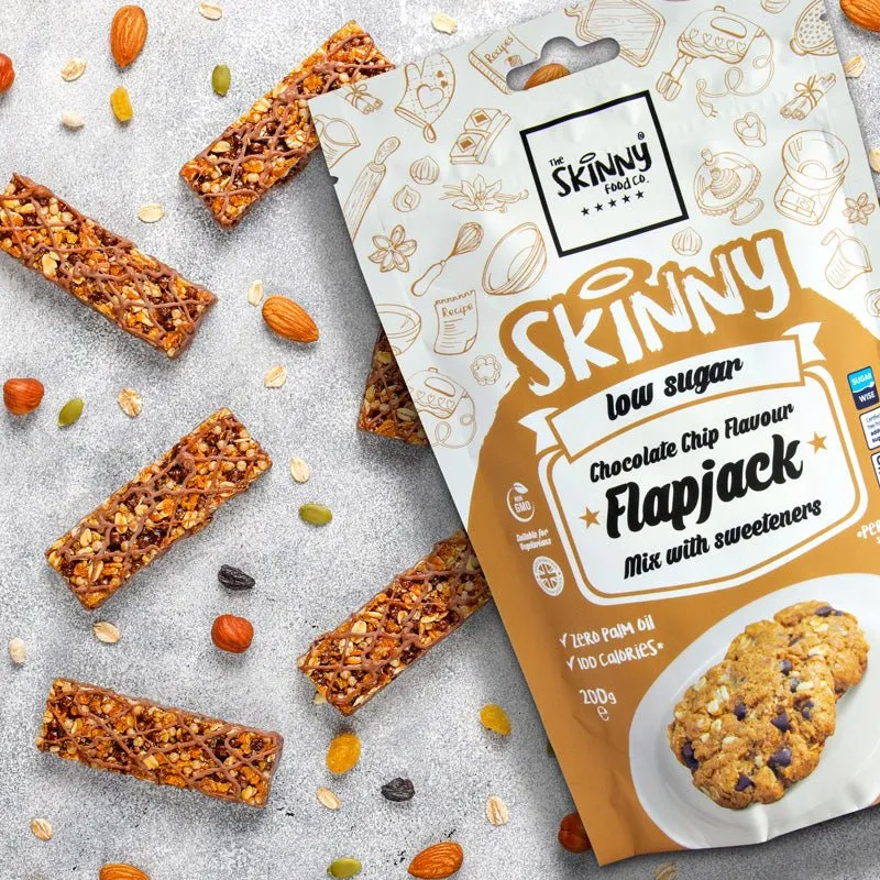 (Liquidazione, da consumarsi preferibilmente entro giugno 2025) Preparato per dolci Flapjack al gusto di gocce di cioccolato, a basso contenuto di zucchero, 200 g