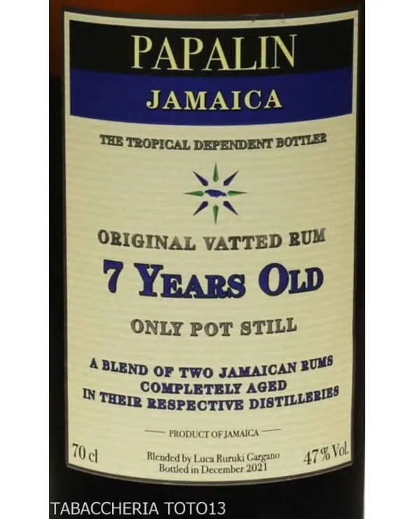 Rum Papalin Jamaica 2021 7 Years Old 47% 70cl Edizione Limitata